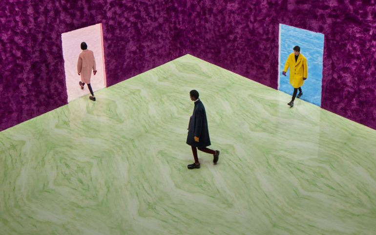 Rem koolhaas+AMO designed the showspace for Prada’s FW21 menswear